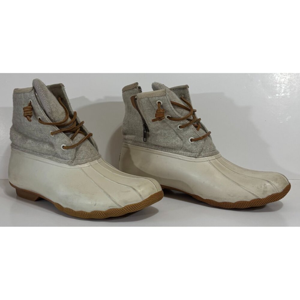 Sperry Women's Waterproof Rubber Boot Size 12M Off White Brown